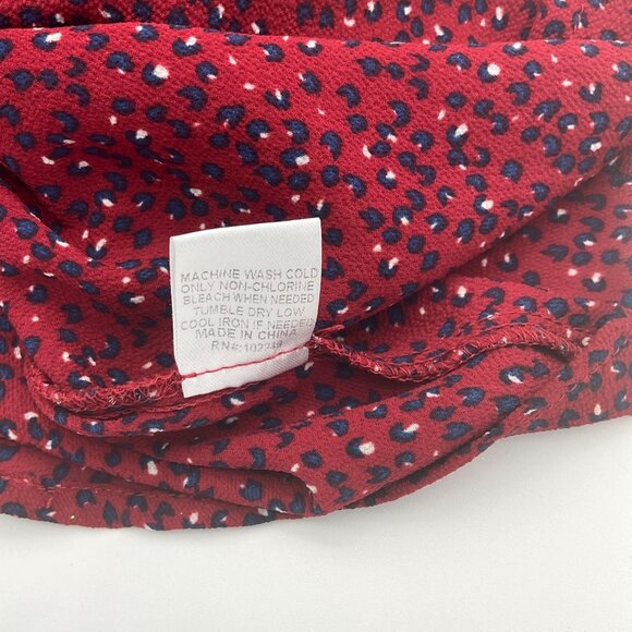 Skies Are Blue Roll Tab Sleeve V-Neck Burgundy Navy Button Front Blouse XS - Picture 7 of 8